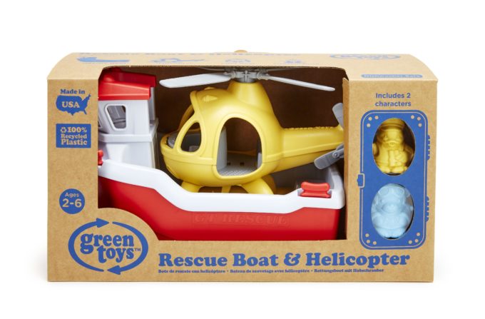 Green Toys Reddingsboot met helicopter doos