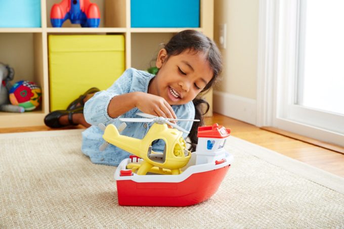 Green Toys Reddingsboot met helicopter speel