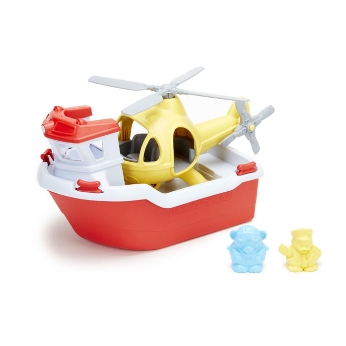 Green Toys reddingsboot met helicopter