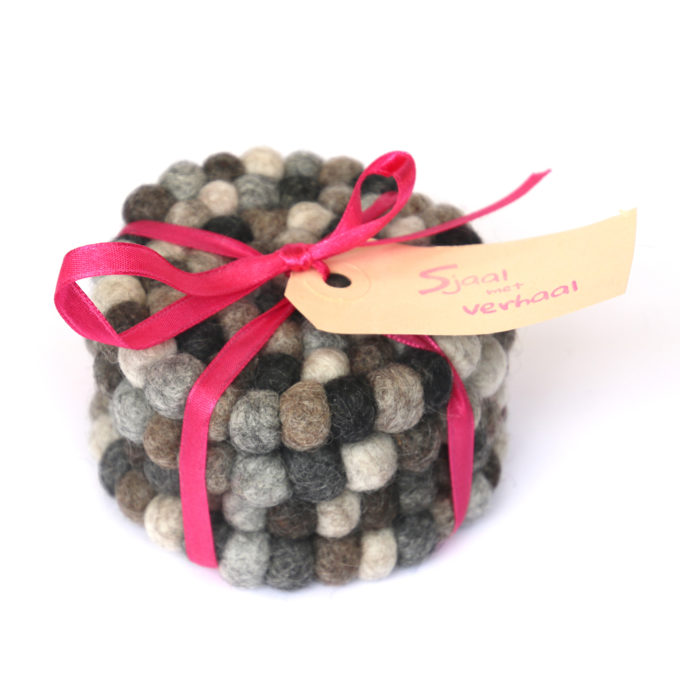 Vilten set Onderzetters 5 cm Rond Grey