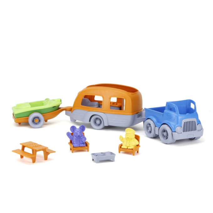 Green Toys Caravan met auto en boot speelset