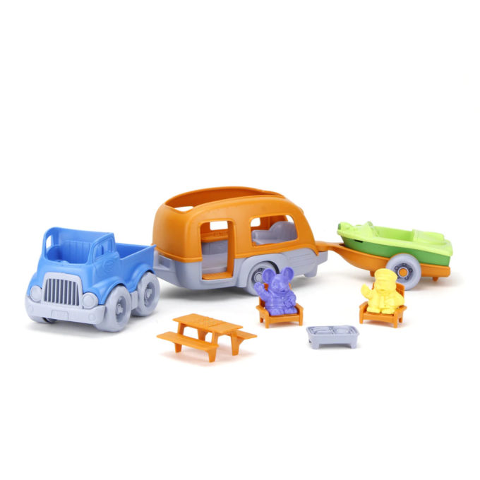 Green Toys Caravan met auto en boot speelset zij